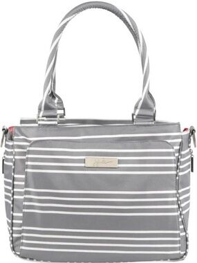 Ju-Ju-Be Gray White Striped Convertible Diaper Bag with Shoulder Strap